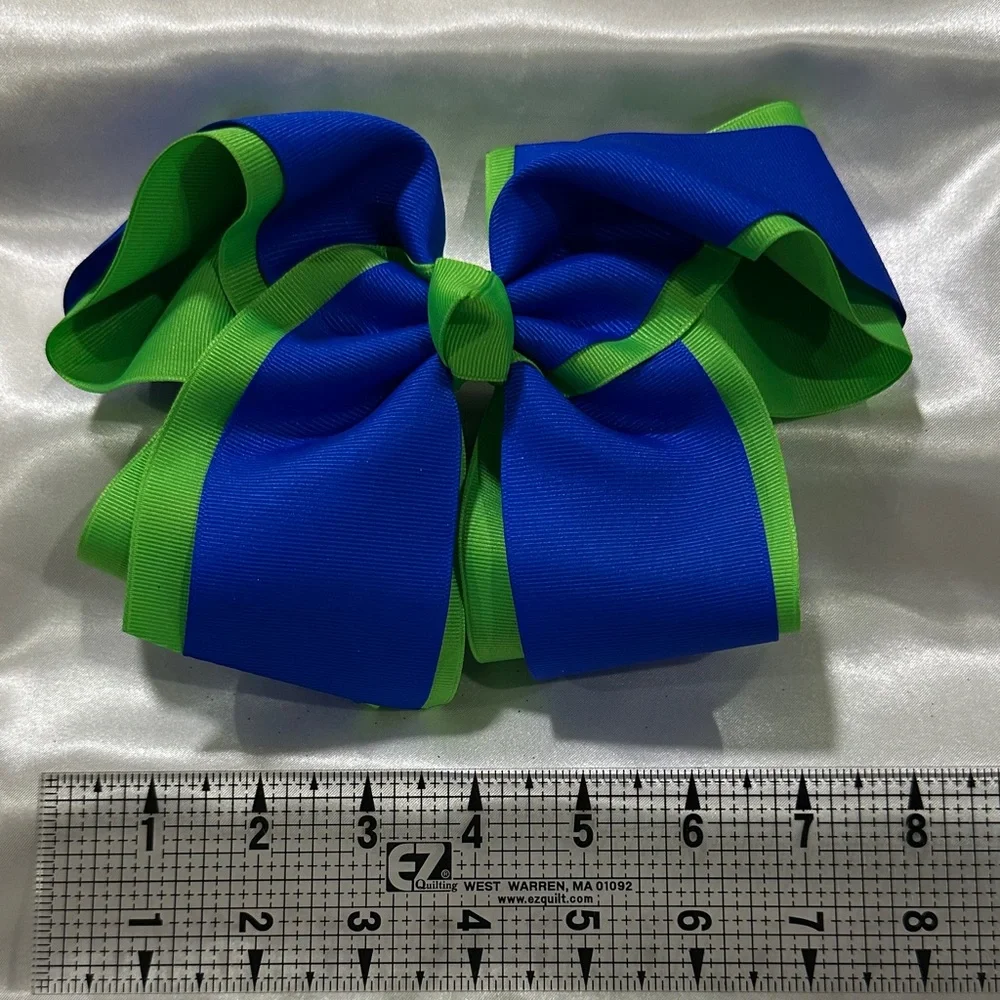 Blue and Lime Green Grosgrain Mega Hair Bow- bundle & save on shipping
